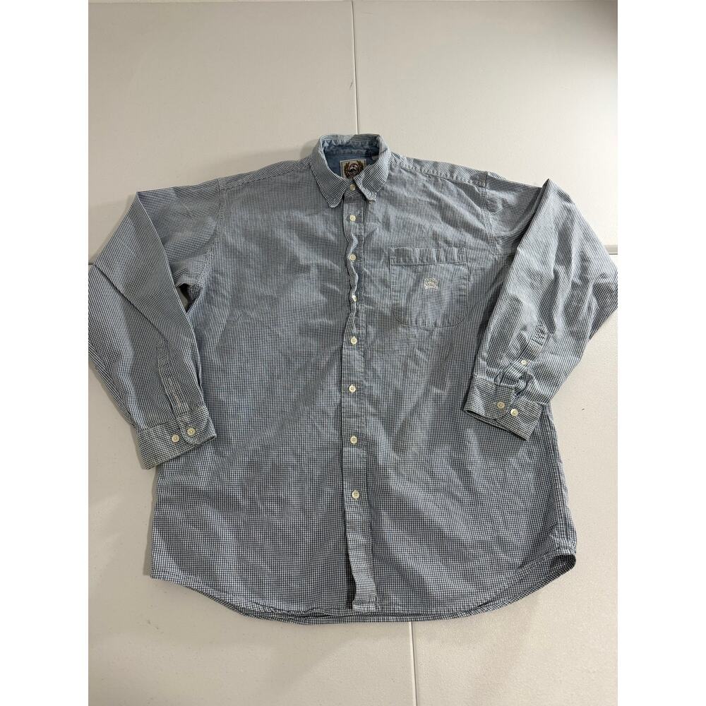 Cinch Men's L Blue Gingham Check Western Button Down Shirt 100% Cotton